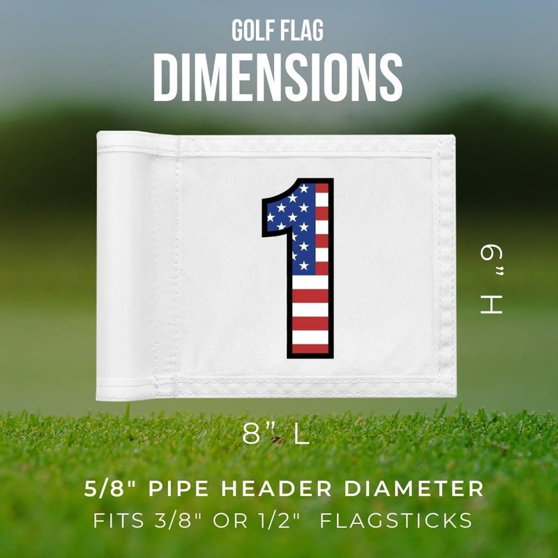 WATSY Golf Flag 8x6 Inch – 420D Nylon Double-Sided Mini Pin Flag with Tube Inset, Practice Putting Green Flags for Yard (Numbered USA - Set of 3) - Image 3